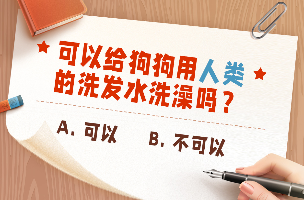 可以给狗狗用人类的洗发水洗澡吗？ A.可以  B.不可以